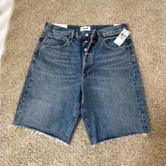 NWT AGOLDE 90's Mid Rise Loose Bermuda Shorts 100% Cotton Size 28 - Picture 2 of 3